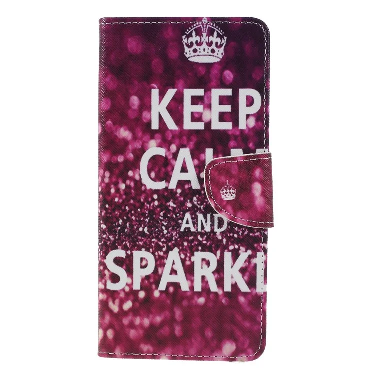 Cross Texture Patterned Wallet Leather Flip Shell for Samsung Galaxy J6 Plus / J6 Prime - Keep Calm and Sparkle