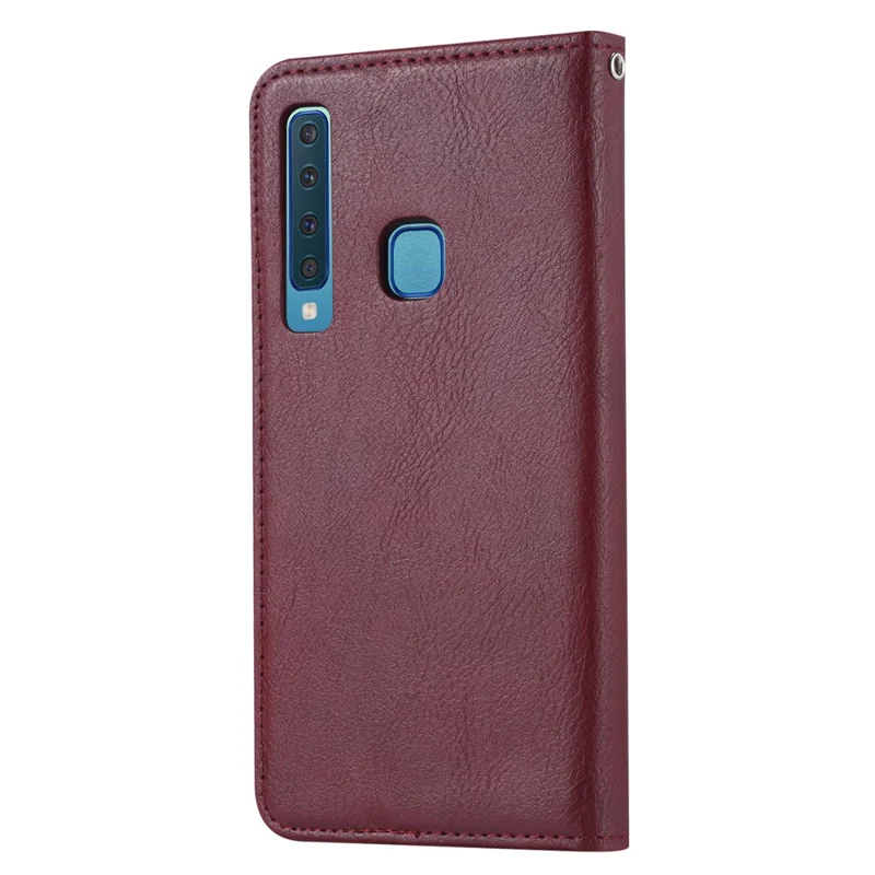 Auto-absorbed PU Leather Mobile Shell for Samsung Galaxy A9 (2018)/A9 Star Pro/A9s - Wine Red