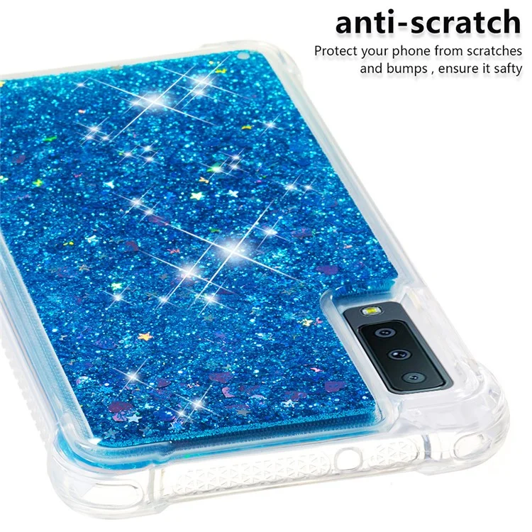 Glitter Powder Quicksand [Shockproof] TPU Gel Cover para Samsung Galaxy A7 (2018) A750 - Azul