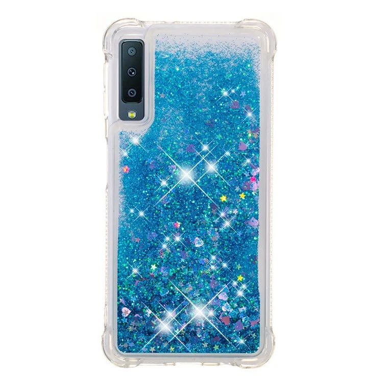 Glitter Powder Quicksand [Shockproof] TPU Gel Cover para Samsung Galaxy A7 (2018) A750 - Azul