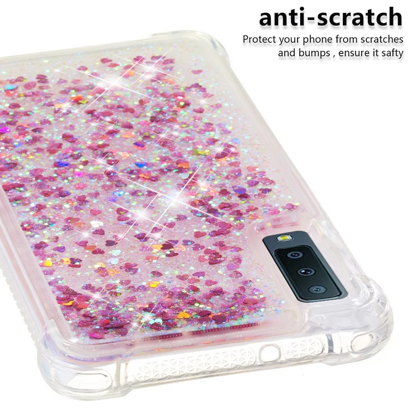 Glitter Powder Quicksand [Shockproof] TPU Phone Case for Samsung Galaxy A7 (2018) A750 - Rose Gold