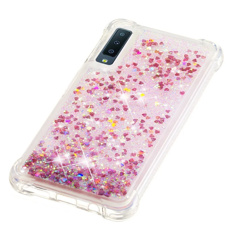 Glitter Powder Quicksand [Shockproof] TPU Phone Case for Samsung Galaxy A7 (2018) A750 - Rose Gold