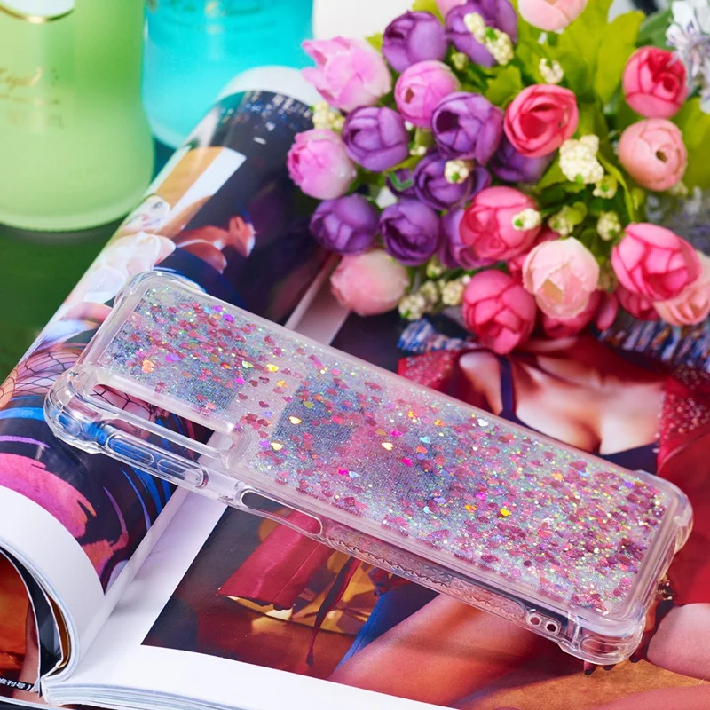Glitter Powder Quicksand [Shockproof] TPU Phone Case for Samsung Galaxy A7 (2018) A750 - Rose Gold