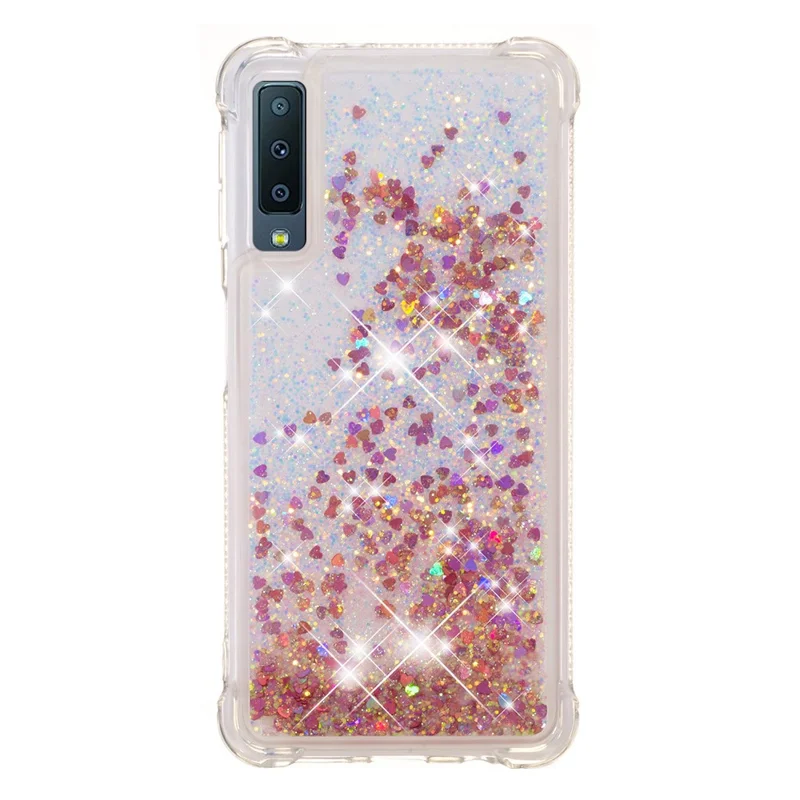 Glitter Powder Quicksand [Shockproof] TPU Phone Case for Samsung Galaxy A7 (2018) A750 - Rose Gold