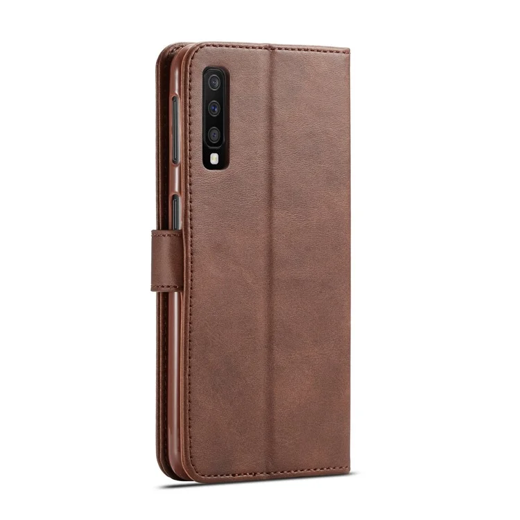 LC.IMEEKE Wallet Leather Stand Case for Samsung Galaxy A7 (2018) - Coffee