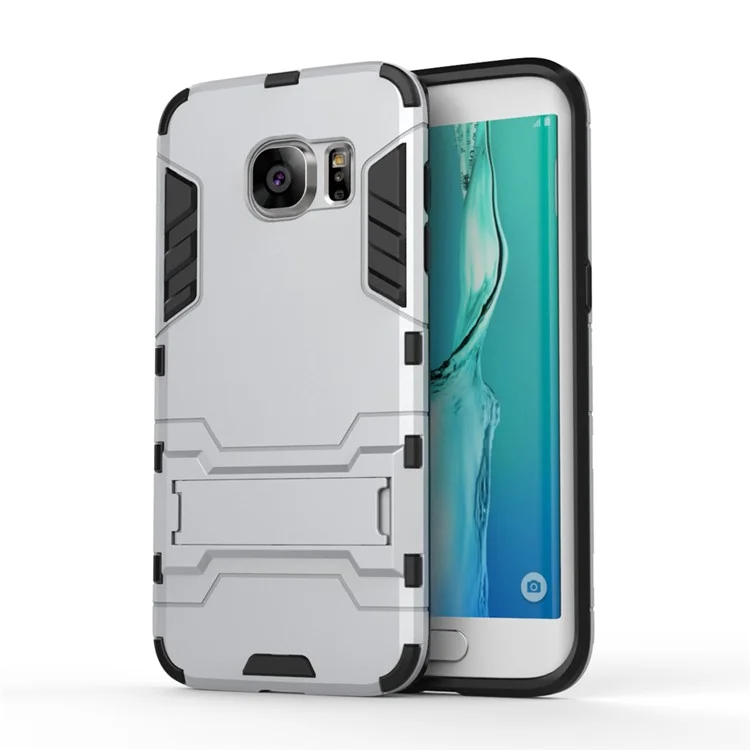 PC + TPU Hybrid Shell with Kickstand for Samsung Galaxy S7 edge G935 - Silver