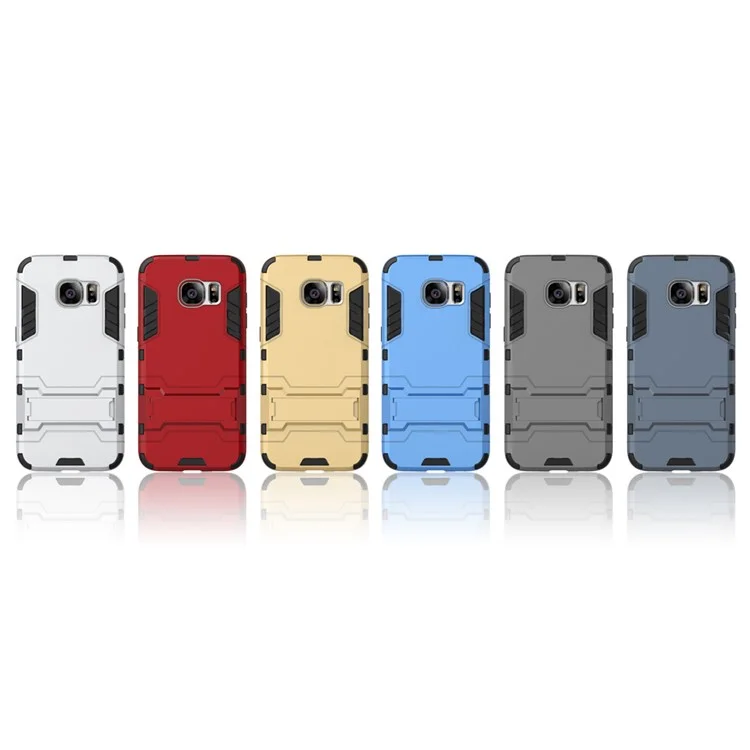 PC + TPU Hybrid Shell with Kickstand for Samsung Galaxy S7 edge G935 - Silver