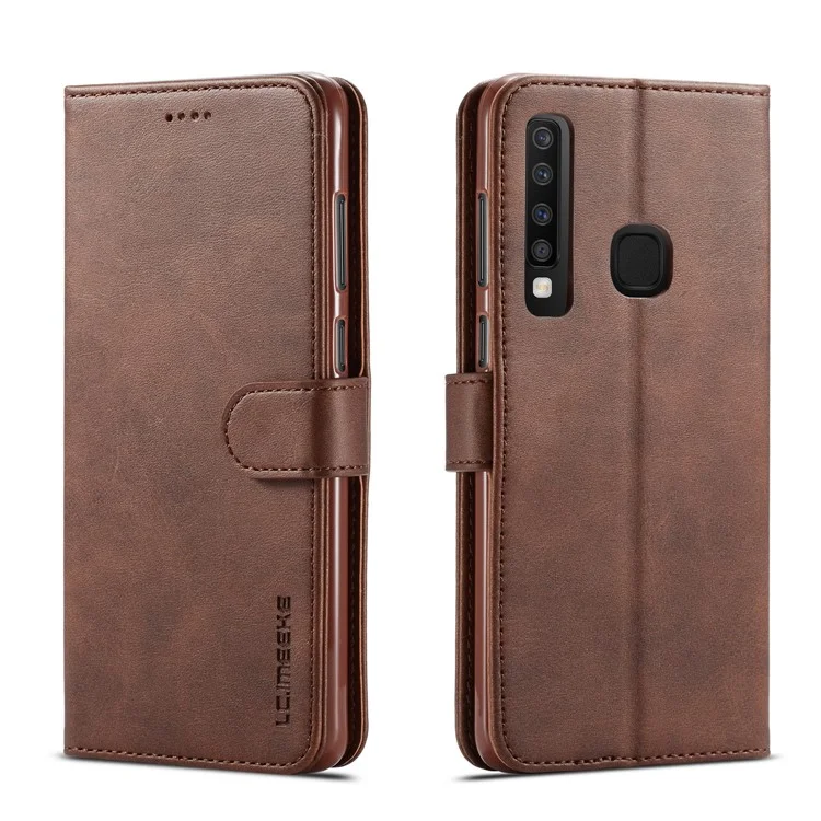 Lc. Imeeke Wallet Leather Stand Case Para Samsung Galaxy A9 (2018) / A9 Star Pro / A9s - Café