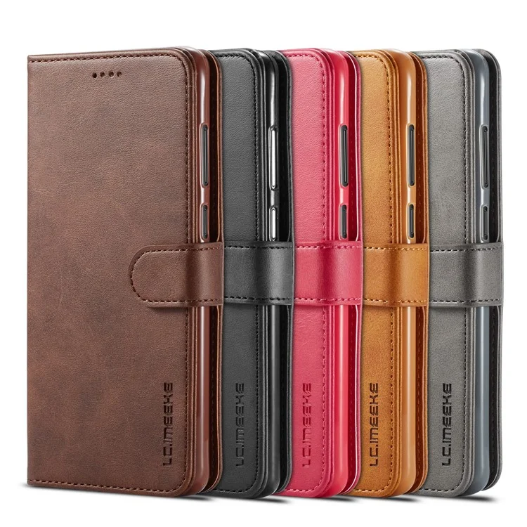 LC.IMEEKE Wallet Leather Stand Case for Samsung Galaxy A9 (2018) / A9 Star Pro / A9s - Coffee