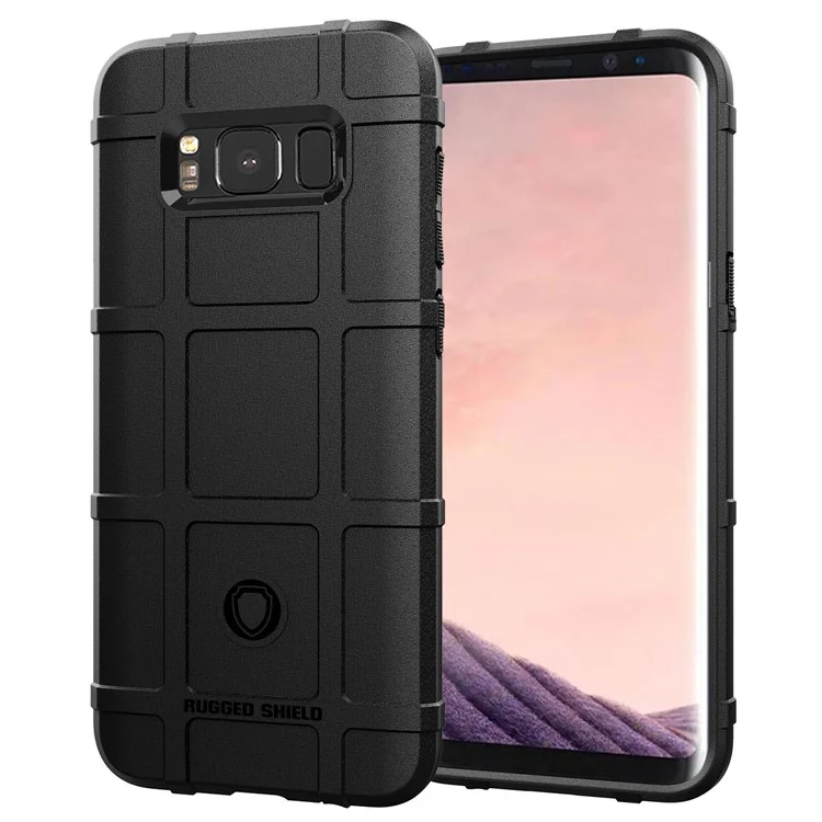 Rugged Square Grid Texture Soft TPU Anti-shock Case for Samsung Galaxy S8+ SM-G955 - Black