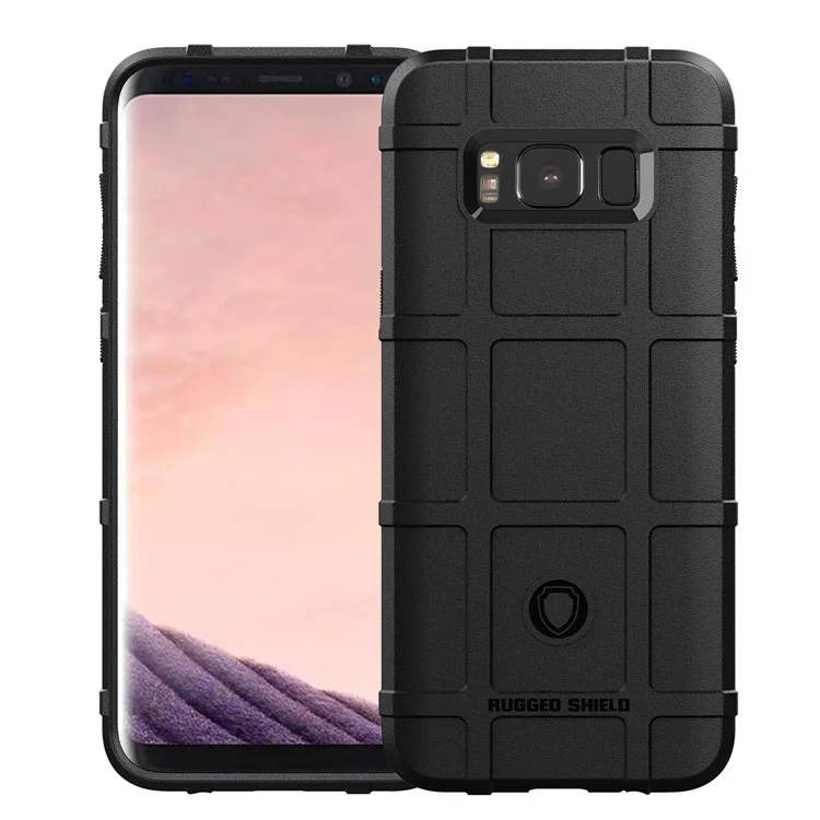 Rugged Square Grid Texture Soft TPU Anti-shock Case for Samsung Galaxy S8+ SM-G955 - Black