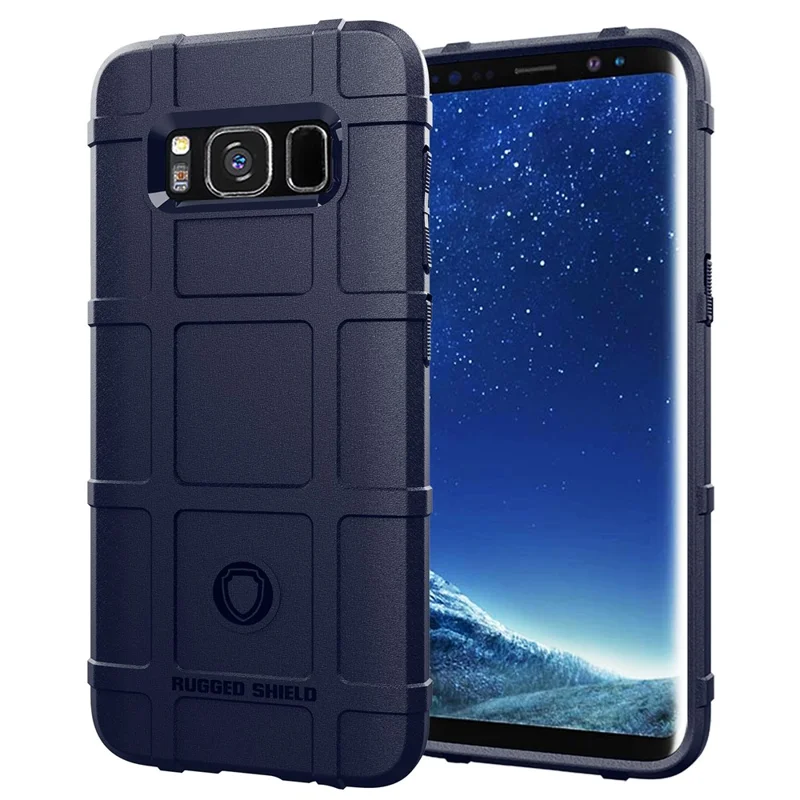 Rugged Square Grid Texture Soft TPU Anti-shock Casing for Samsung Galaxy S8 SM-G950 - Blue