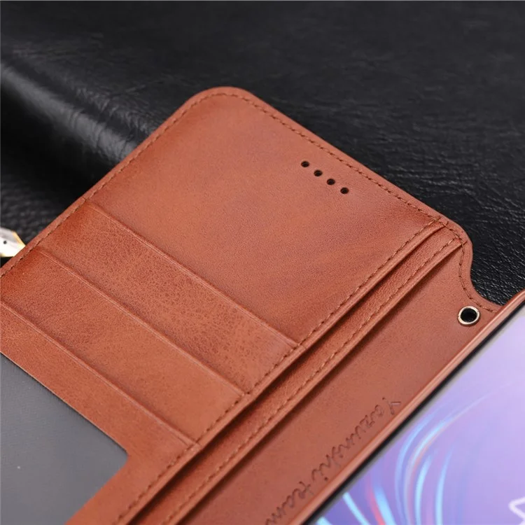 AZNS [Carteira de suporte] Capa de couro flip para Samsung Galaxy A7 (2018) A750 - Marrom