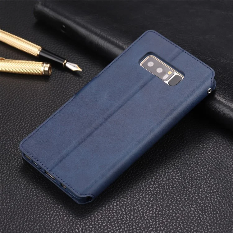 AZNS Para Samsung Galaxy Note 8 N950 Leather Protective Shell [stand de Billetera] - Azul