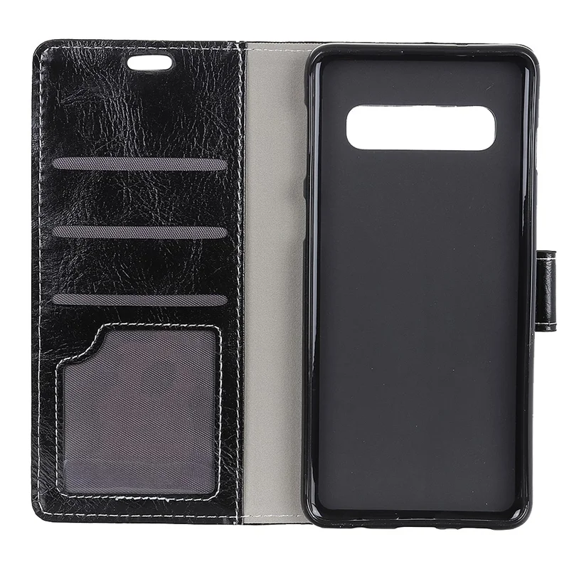 Crazy Horse Leather Wallet Case for Samsung Galaxy S10 - Black