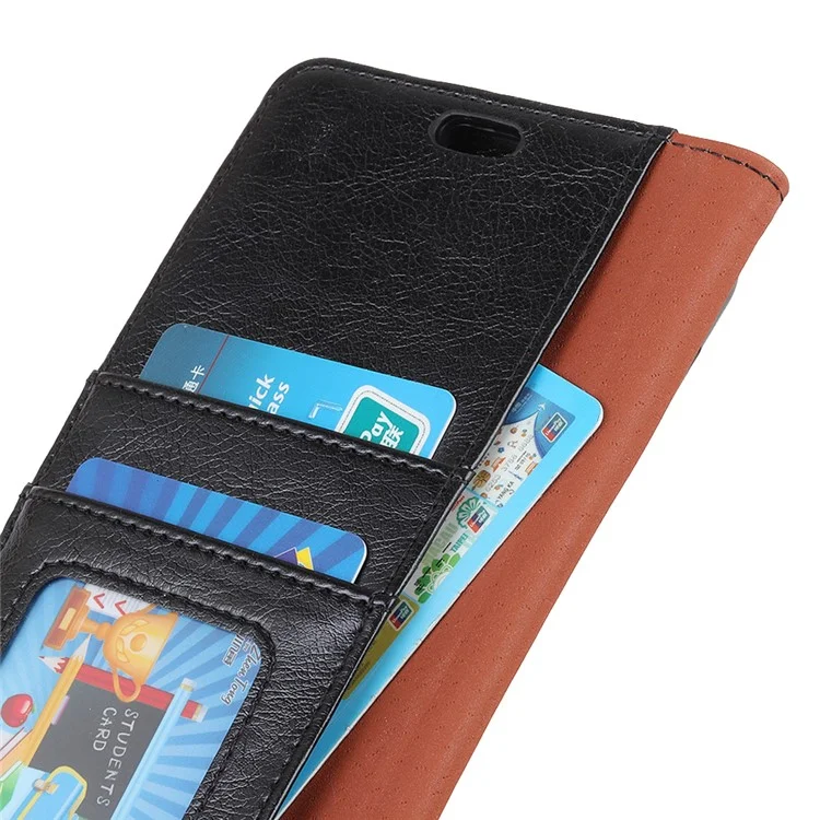 Textured Split Leather Wallet Magnetic Case for Samsung Galaxy S10 Plus - Black