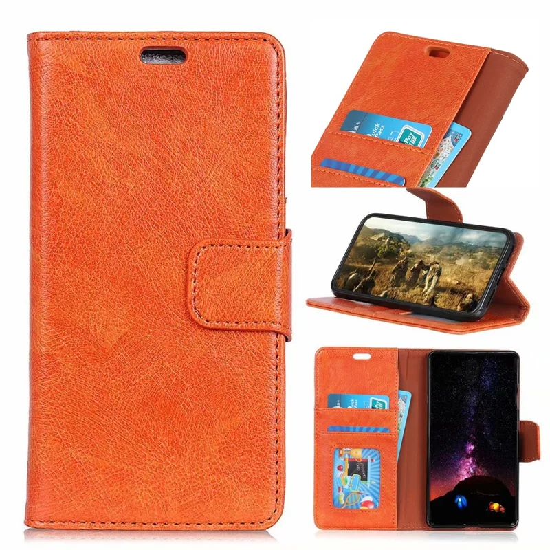 Textured Split Leather Wallet Magnetic Cover for Samsung Galaxy S10 Plus - Orange