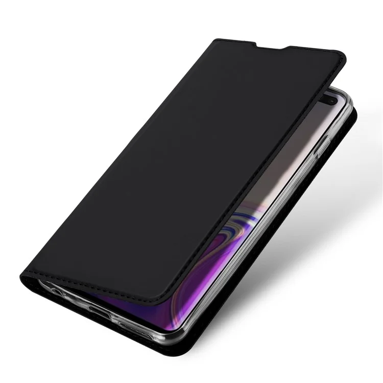 DUX DUCIS Skin Pro Series para Samsung Galaxy S10 Plus Capa de telefone com suporte para cartão e couro sintético PU - Preto
