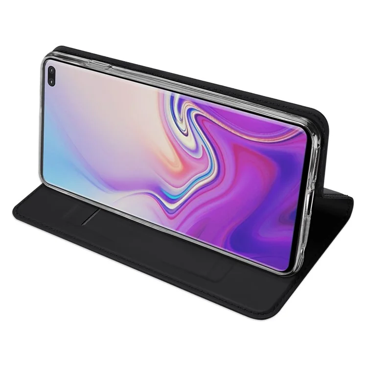 Dux Ducis Skin Pro -serie Für Samsung Galaxy S10 Plus PU Lederkartenhalter -telefongehäuse Mit Ständer - Schwarz