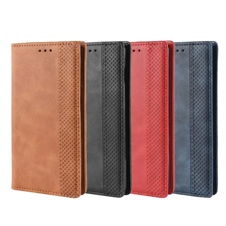 Funda de cuero con soporte de estilo vintage para Samsung Galaxy S10 - Negro