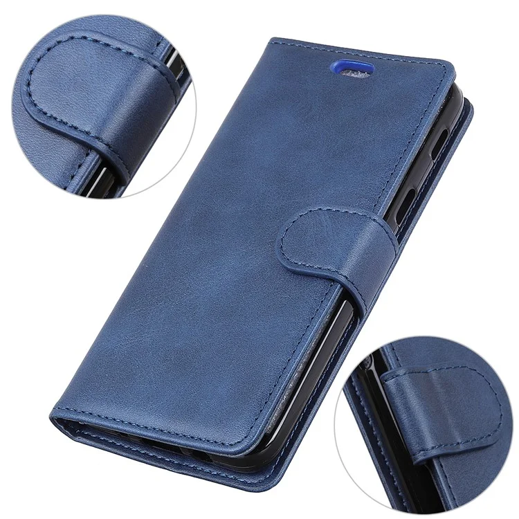 For Samsung Galaxy S10 Matte PU Leather Wallet Magnetic Cellphone Case - Blue