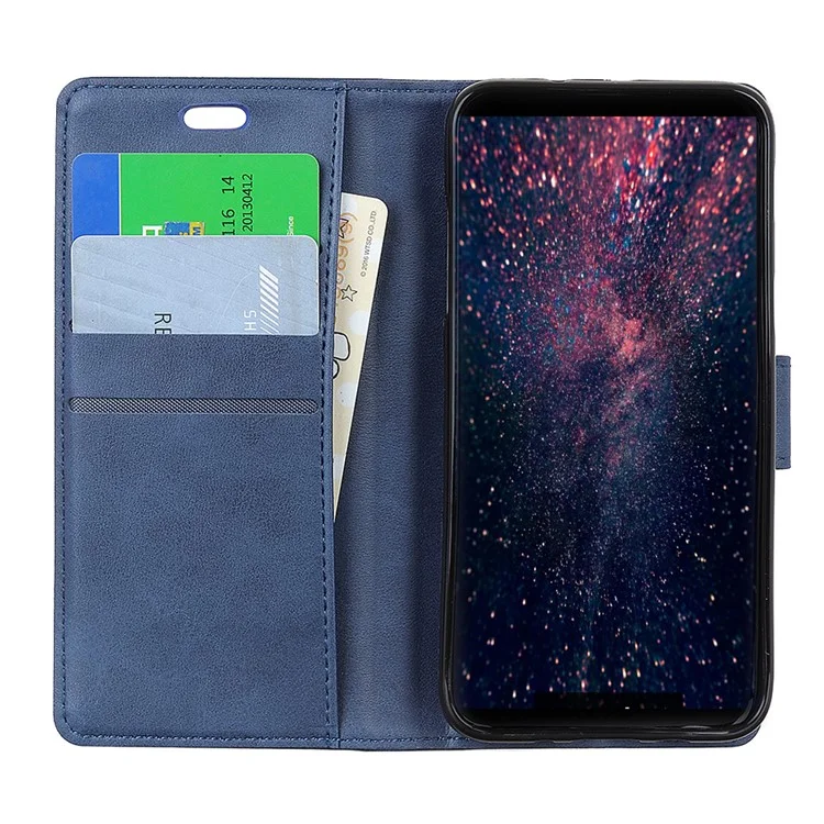 For Samsung Galaxy S10 Matte PU Leather Wallet Magnetic Cellphone Case - Blue
