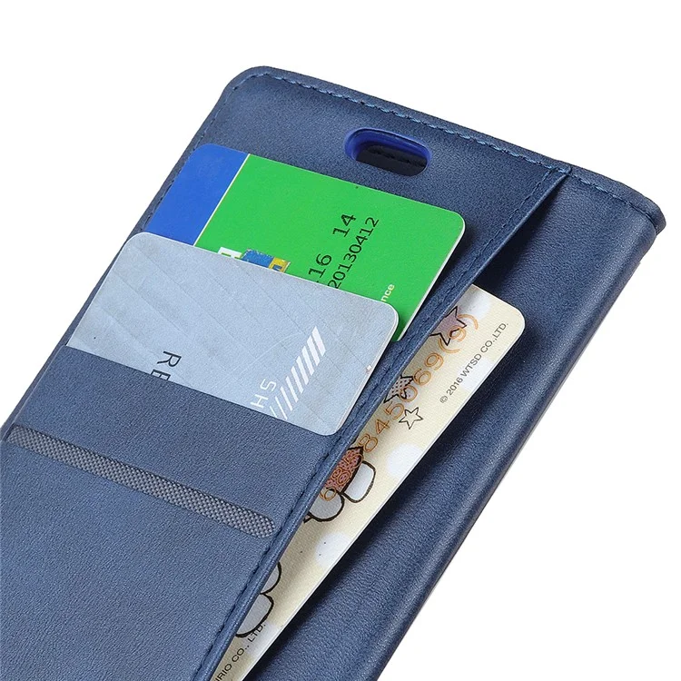 For Samsung Galaxy S10 Matte PU Leather Wallet Magnetic Cellphone Case - Blue