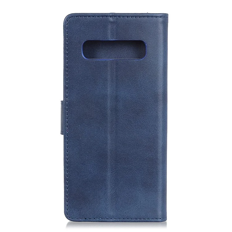 For Samsung Galaxy S10 Matte PU Leather Wallet Magnetic Cellphone Case - Blue