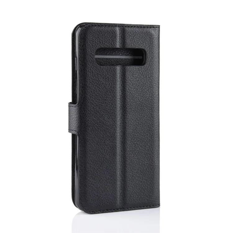 Copertina Per Supporto in Pelle Magnetica Della Pelle di Litchi Per Samsung Galaxy S10 Plus Flip Wallet Telet Case - Nero