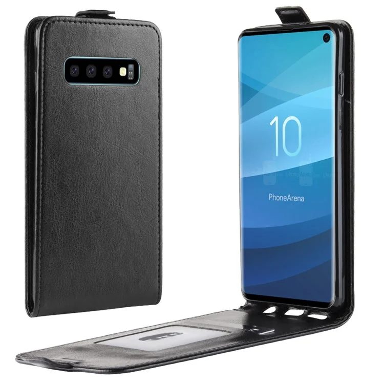 Crazy Horse Vertical Flip Leather Card Holder Case for Samsung Galaxy S10 - Black