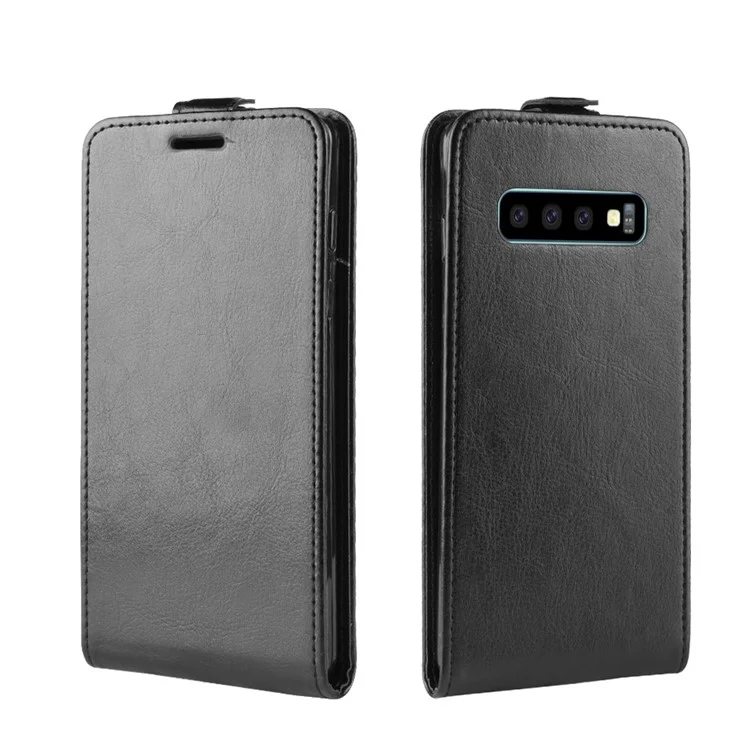 Crazy Horse Vertical Flip Leather Card Holder Case for Samsung Galaxy S10 - Black