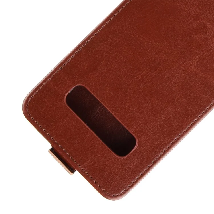 Crazy Horse Vertical Flip Leather Protector Cover for Samsung Galaxy S10 - Brown