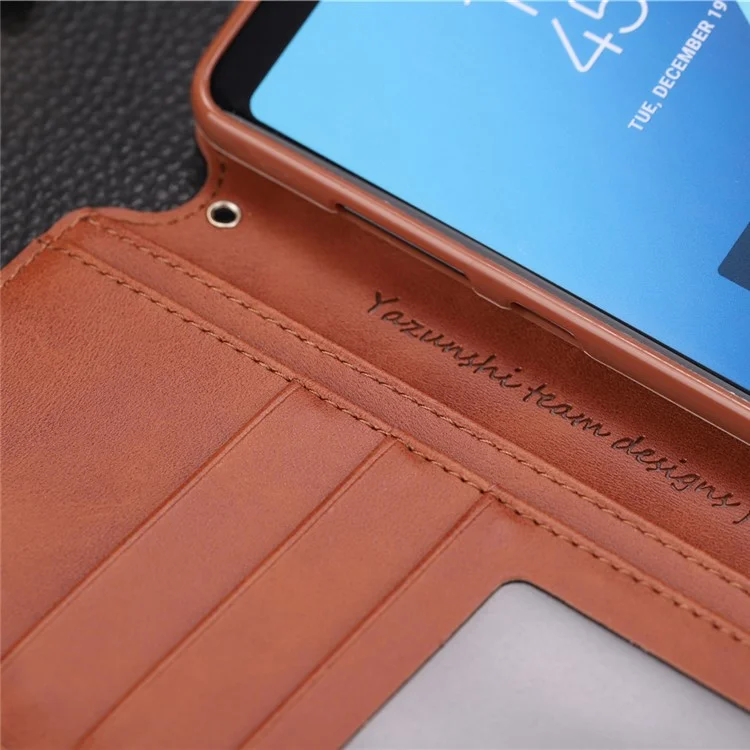 Custodia in pelle con supporto AZNS Wallet per Samsung Galaxy A8 (2018) - Marrone