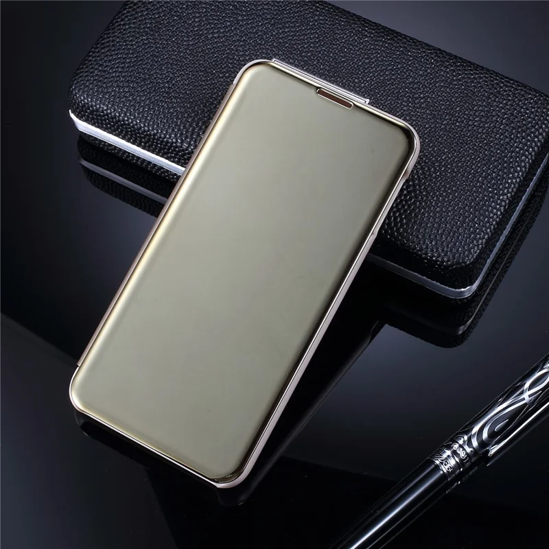 For Samsung Galaxy S10e Flip Leather Cover with Stand Full Body Protective Phone Case - Gold
