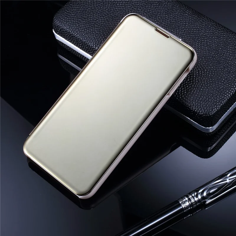 For Samsung Galaxy S10e Flip Leather Cover with Stand Full Body Protective Phone Case - Gold