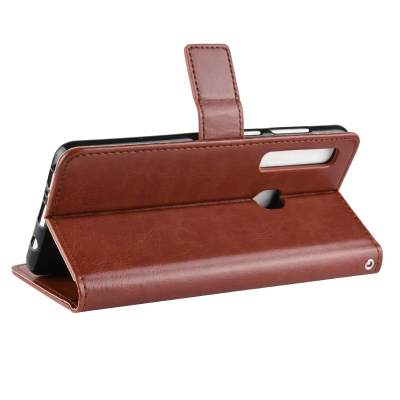 Crazy Horse Leather Wallet Case Phone Cover for Samsung Galaxy A9 (2018) / A9 Star Pro / A9s - Brown