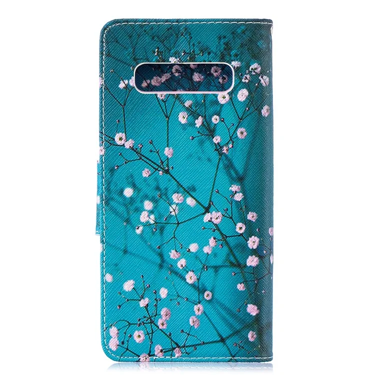 Capa de Proteção de Telefone Celular em Couro PU com Impressão de Padrão para Samsung Galaxy S10 Plus - Wintersweet