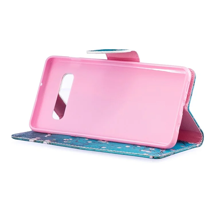 Capa de Proteção de Telefone Celular em Couro PU com Impressão de Padrão para Samsung Galaxy S10 Plus - Wintersweet