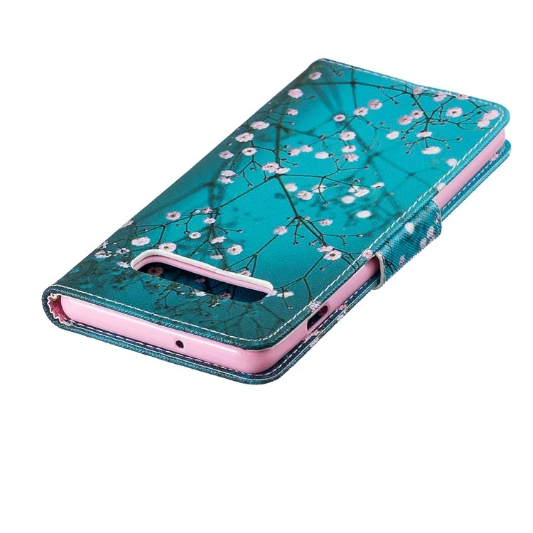 Capa de Proteção de Telefone Celular em Couro PU com Impressão de Padrão para Samsung Galaxy S10 Plus - Wintersweet