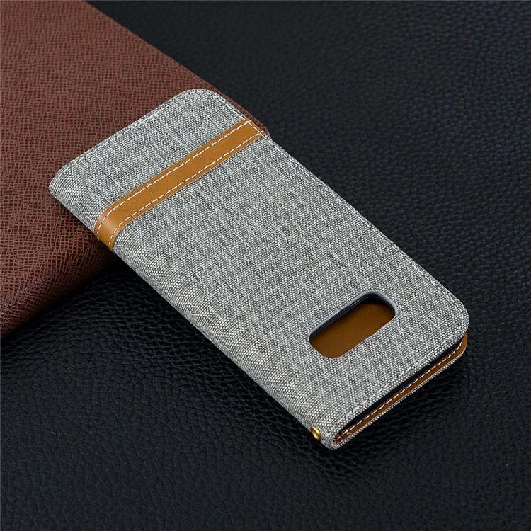 Two-tone Jean Cloth PU Leather Flip Cover for Samsung Galaxy S10e - Grey