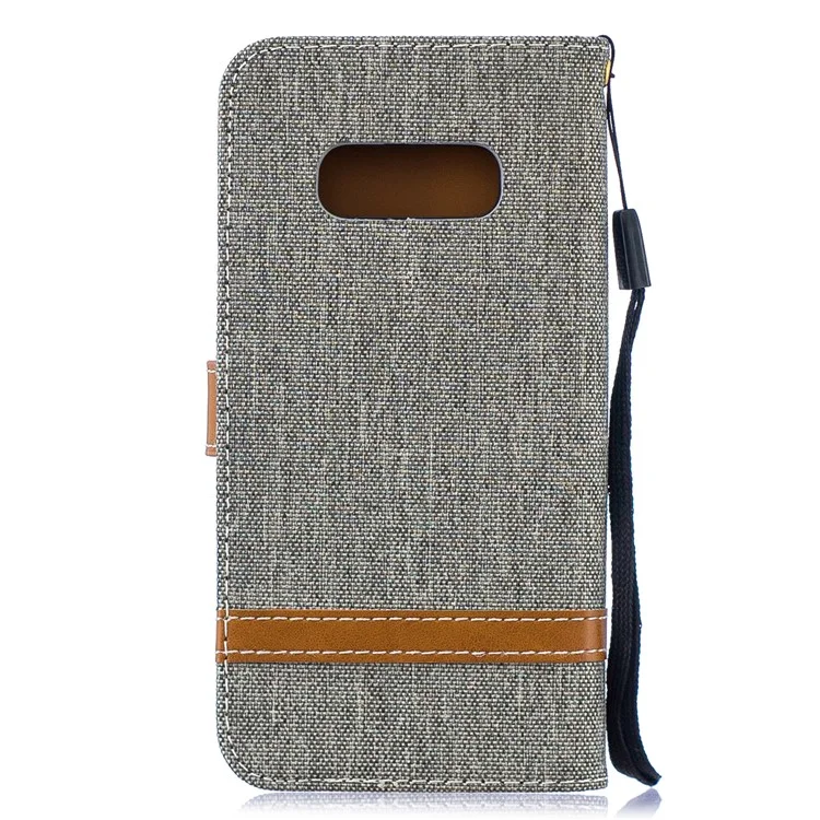 Two-tone Jean Cloth PU Leather Flip Cover for Samsung Galaxy S10e - Grey