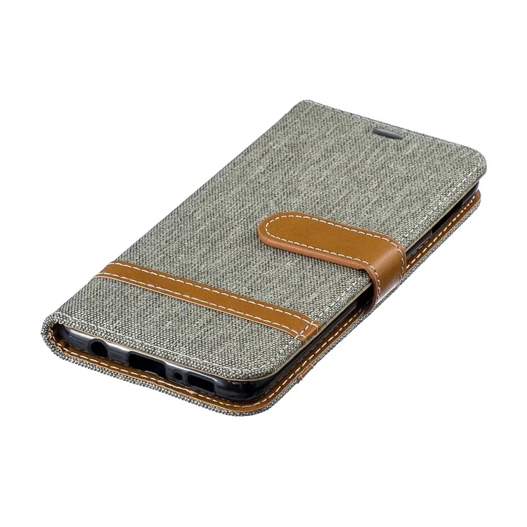 Two-tone Jean Cloth PU Leather Flip Cover for Samsung Galaxy S10e - Grey