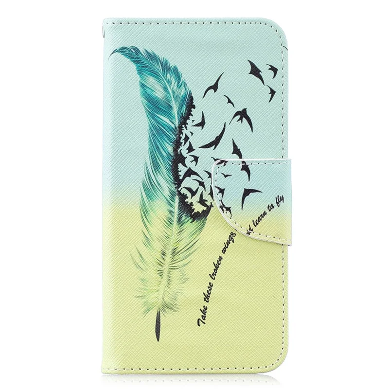 For Samsung Galaxy S10e Pattern Printing PU Leather Flip Phone Cover - Feather Pattern
