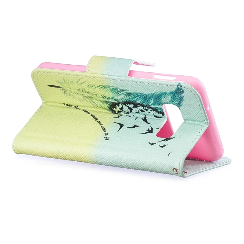 For Samsung Galaxy S10e Pattern Printing PU Leather Flip Phone Cover - Feather Pattern