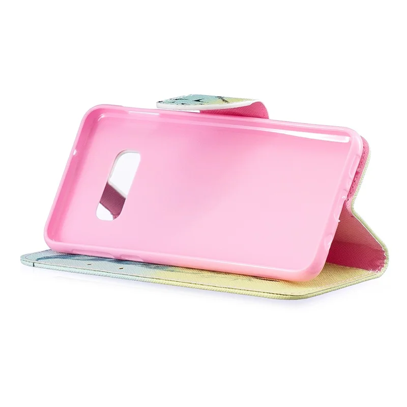 For Samsung Galaxy S10e Pattern Printing PU Leather Flip Phone Cover - Feather Pattern