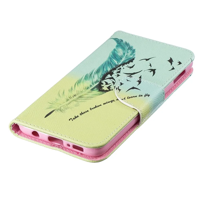 For Samsung Galaxy S10e Pattern Printing PU Leather Flip Phone Cover - Feather Pattern