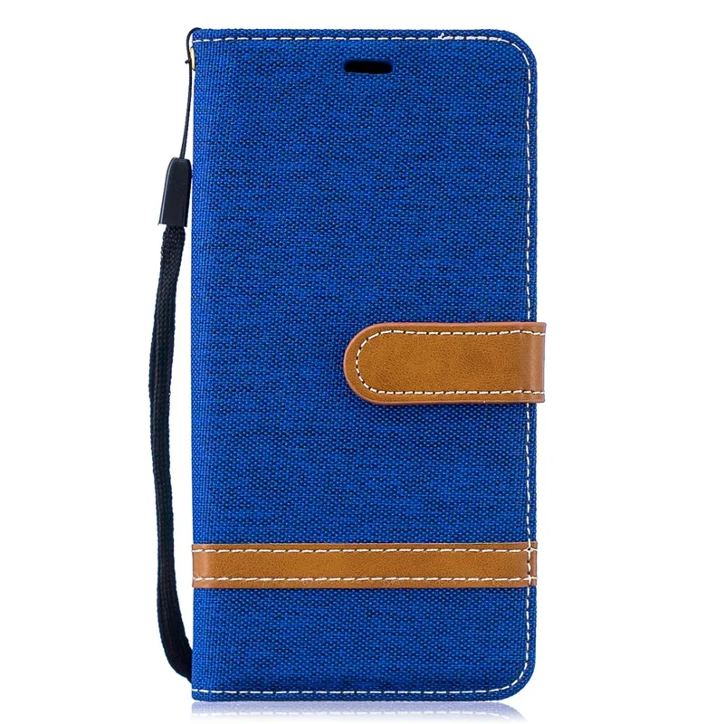 Two-tone Jean Cloth PU Leather Flip Protective Case for Samsung Galaxy S10 - Baby Blue