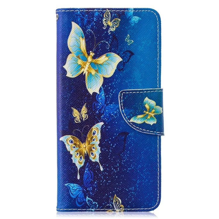 Pattern Printing Leather Stand Case with Card Slots for Samsung Galaxy S10 - Butterfly Pattern