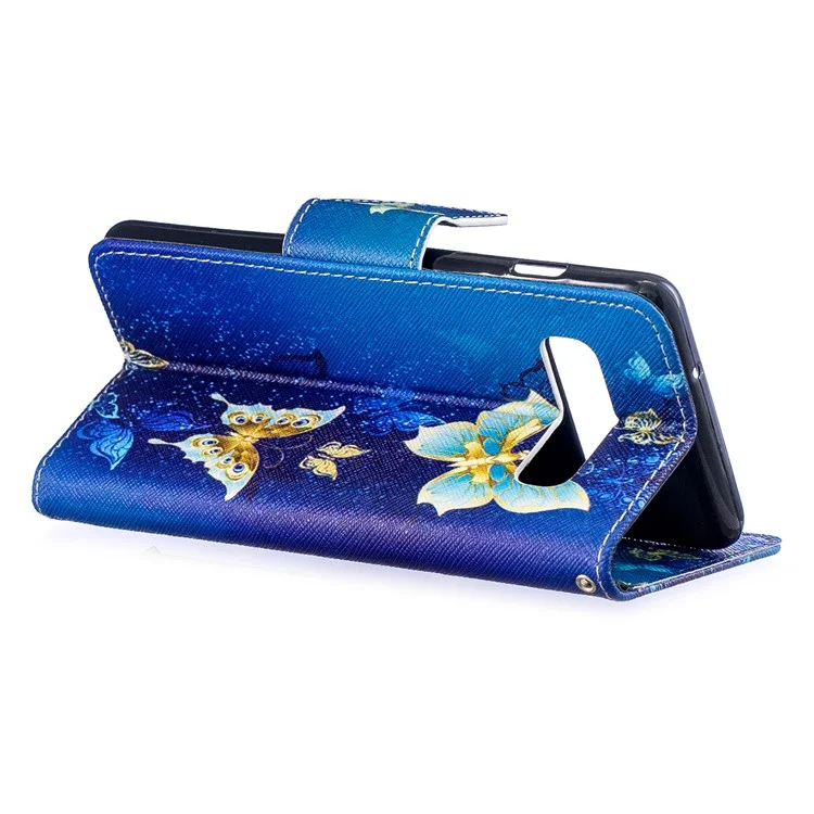 Pattern Printing Leather Stand Case with Card Slots for Samsung Galaxy S10 - Butterfly Pattern