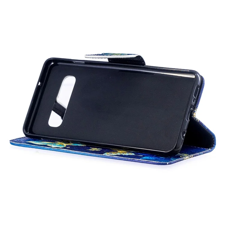 Pattern Printing Leather Stand Case with Card Slots for Samsung Galaxy S10 - Butterfly Pattern